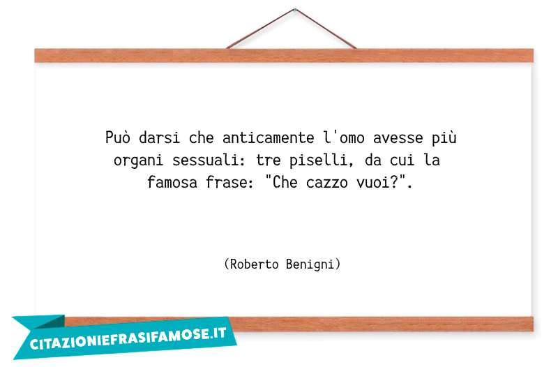 Può darsi che anticamente l'omo avesse più organi sessuali: tre piselli, da cui la famosa frase: "Che cazzo vuoi?".