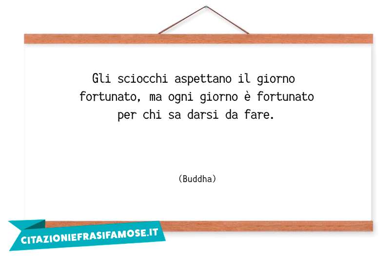 Gli sciocchi aspettano il giorno fortunato, ma ogni giorno è fortunato per chi sa darsi da fare.