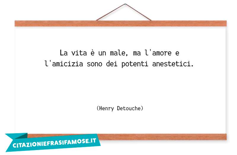 La vita è un male, ma l'amore e l'amicizia sono dei potenti anestetici.