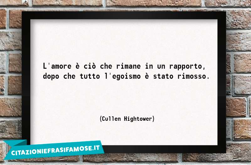 L'amore è ciò che rimane in un rapporto, dopo che tutto l'egoismo è stato rimosso.